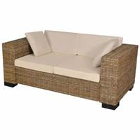 vidaXL 7-tlg. 2-Sitzer Sofa Set Echtes Rattan Braun