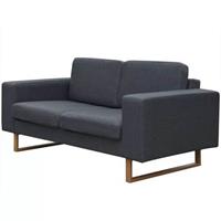 vidaXL 2-Sitzer Sofa Stoff Dunkelgrau Grau