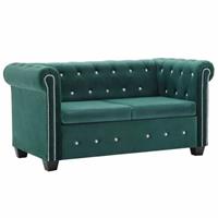 vidaXL Tweezitsbank Chesterfield-stijl 146x75x72 cm fluweel groen