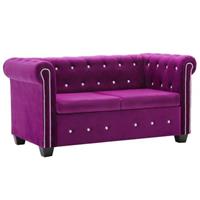VidaXL Tweezitsbank Chesterfield-stijl 146x75x72 cm fluweel paars