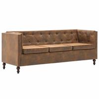 vidaXL Chesterfield-Sofa 3-Sitzer Stoffpolsterung  Braun