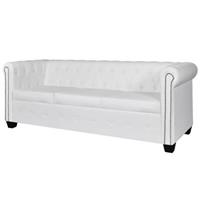 vidaXL Chesterfield Sofa 3-Sitzer Kunstleder  Weiß