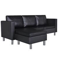 vidaXL Sofa L-förmiges Sofa 3-Sitzer Kunstleder Schwarz