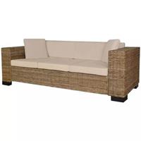 vidaXL 8-tlg. 3-Sitzer Sofa Set Echt Rattan Braun
