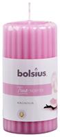 Bolsius - True Scents Duft Stumpenkerze geriffelt Magnolie rosa, 12 cm Kerze