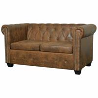 vidaXL Chesterfield Sofa 2-Sitzer Kunstleder  Braun