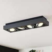 Arcchio LED plafondspot Ronka, met 4 lampjes, lang, grijs