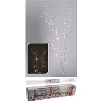 Shoppartners Witte glitter kunstbloemen kunsttak 76 cm met LED verlichting Wit