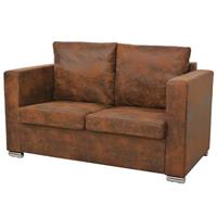 vidaXL 2-Sitzer Sofa 137 x 73 x 82 cm Künstliches Wildleder Braun