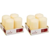 Candles by Spaas 8x Ivoor cilinderkaarsen/stompkaarsen 5 x 8 cm 12 branduren Wit