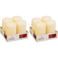 Candles by Spaas 8x Ivoor cilinderkaarsen/stompkaarsen 5 x 8 cm 12 branduren Wit