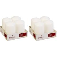 Candles by Spaas 8x Witte cilinderkaarsen/stompkaarsen 5 x 8 cm 12 branduren Wit