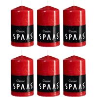 Candles by Spaas 6x Rode cilinderkaarsen/stompkaarsen 6 x 10 cm 25 branduren Rood