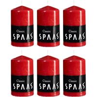 Candles by Spaas 6x Rode cilinderkaarsen/stompkaarsen 6 x 10 cm 25 branduren Rood
