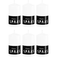 Candles by Spaas 6x Witte cilinderkaarsen/stompkaarsen 6 x 10 cm 25 branduren Wit