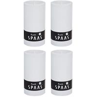 Candles by Spaas 4x Witte rustieke cilinderkaarsen/stompkaarsen 7x13 cm Wit