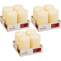 Candles by Spaas 12x Ivoor cilinderkaarsen/stompkaarsen 5 x 8 cm 12 branduren Wit