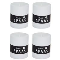 Candles by Spaas 4x Witte rustieke cilinderkaarsen/stompkaarsen 7 x 8 cm Wit