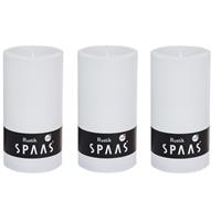 Candles by Spaas 3x Witte rustieke cilinderkaarsen/stompkaarsen 7x13 cm Wit