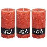 Candles by Spaas 3x Oranje rustieke cilinderkaarsen/stompkaarsen 7x13 cm Oranje