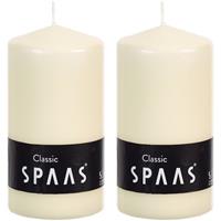 Candles by Spaas 2x Ivoor cilinderkaarsen/stompkaarsen 6 x 10 cm 25 branduren Wit