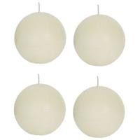 Candles by Spaas 4x Ivoor rustieke bolkaarsen 8 cm 24 branduren Wit