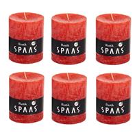 Candles by Spaas 6x Rode rustieke cilinderkaarse/stompkaarsen 7 x 8 cm Rood