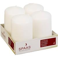 Candles by Spaas 4x Witte cilinderkaars/stompkaars 5 x 8 cm 12 branduren Wit