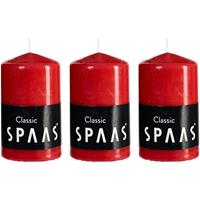 Candles by Spaas 3x Rode cilinderkaarsen/stompkaarsen 6 x 10 cm 25 branduren Rood