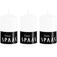 Candles by Spaas 3x Witte cilinderkaarsen/stompkaarsen 6 x 10 cm 25 branduren Wit