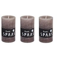 Candles by Spaas 3x Taupe rustieke cilinderkaarsen/stompkaarsen 5x8 cm Bruin