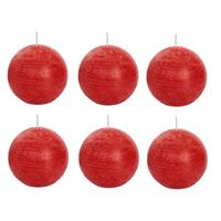 Candles by Spaas 6x Rode rustieke bolkaarsen 8 cm 24 branduren Rood