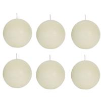 Candles by Spaas 6x Ivoor rustieke bolkaarsen 8 cm 24 branduren Wit