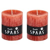 Candles by Spaas 2x Oranje rustieke cilinderkaarsen/stompkaarsen 7x8 cm Oranje