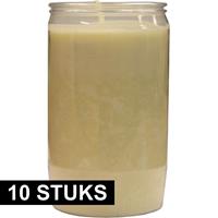 Candles by Spaas 10x Witte grafkaarsen/gedenklichten 6 x 10 cm 3 dagen Wit