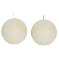 Candles by Spaas 2x Ivoor rustieke bolkaarsen 8 cm 24 branduren Wit