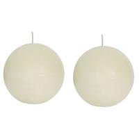 Candles by Spaas 2x Ivoor rustieke bolkaarsen 8 cm 24 branduren Wit