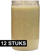 Candles by Spaas 12x Witte grafkaarsen/gedenklichten 6 x 10 cm 3 dagen Wit