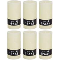 Candles by Spaas 6x Ivoor rustieke cilinderkaarsen/stompkaarsen 7x13 cm Wit