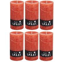 Candles by Spaas 6x Oranje rustieke cilinderkaarsen/stompkaarsen 7x13 cm Oranje