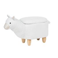 Beliani ALPACA Hocker Licht houtkleur Polyester