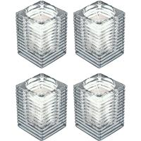 Candles by Spaas 4x Transparante kaarsenhouders met kaars 7 x 10 cm 24 branduren Transparant