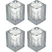 Candles by Spaas 4x Transparante kaarsenhouders met kaars 7 x 10 cm 24 branduren Transparant