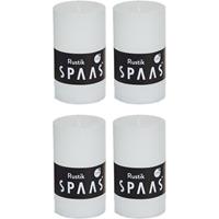 Candles by Spaas 4x Witte rustieke cilinderkaarsen/stompkaarsen 5 x 8 cm Wit