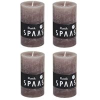 Candles by Spaas 4x Taupe rustieke cilinderkaarsen/stompkaarsen 5x8 cm Bruin