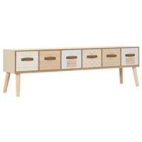 vidaXL TV-Schrank mit 6 Schubladen 130×30×40 cm Massivholz Kiefer Braun