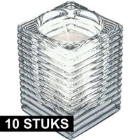 Candles by Spaas 10x Transparante kaarsenhouders met kaars 7 x 10 cm 24 branduren Transparant