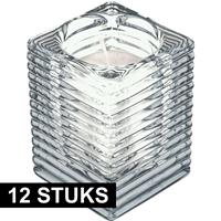 Candles by Spaas 12x Transparante kaarsenhouders met kaars 7 x 10 cm 24 branduren Transparant