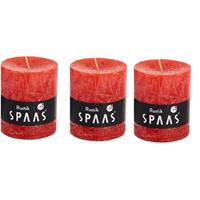 Candles by Spaas 3x Rode rustieke cilinderkaarsen/stompkaarsen 7 x 8 cm Rood