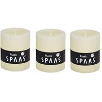Candles by Spaas 3x Ivoor rustieke cilinderkaarsen/stompkaarsen 7 x 8 cm Wit